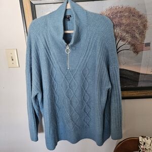 Talbots Women's Blue Zip-Up Sweater Sz 3x